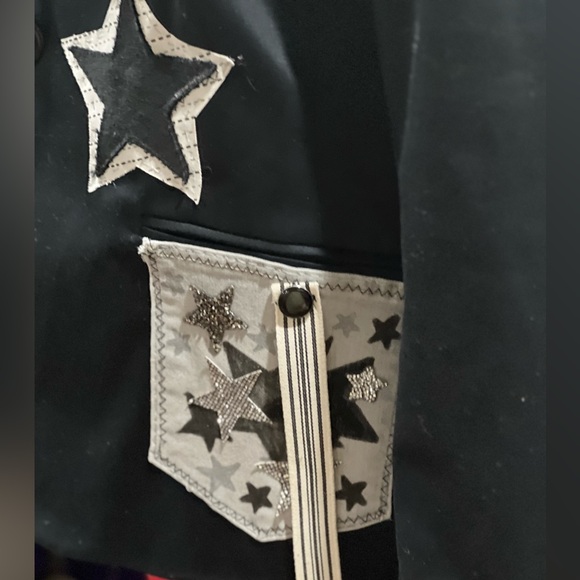 Black blazer with star in denim and fabric - Picture 6 of 10